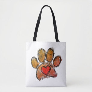 Tote Bag Aquarelle couleur Amoureux des chiens Dessin