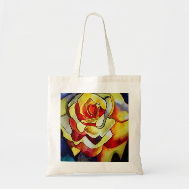 Tote Bag Aquarelle couleur jaune fleur d'art original (Devant)