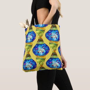 Tote Bag Aquarelle d'art en mosaïque des Lampes turques bl