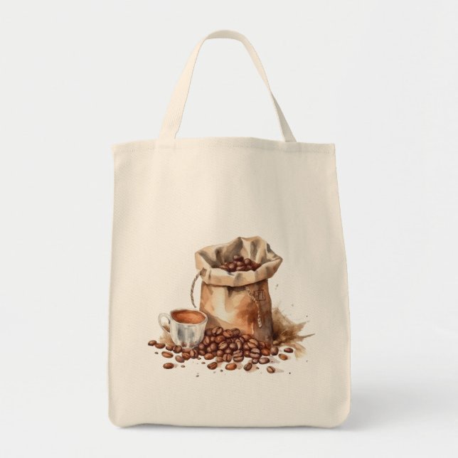 Tote Bag Aquarelle de café Brown (Devant)