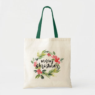 Tote Bag Aquarelle de Noël   - guirlande de Joyeux Noël