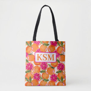 Tote Bag Aquarelle de pamplemousse Monogramme