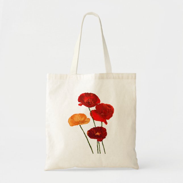 Tote Bag Aquarelle de pavot rouge (Devant)