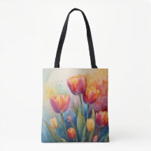 Aquarelle de Tulipes en fleurs Fourre-tout
