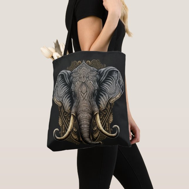 Tote Bag Aquarelle d'éléphant mystique (De près)