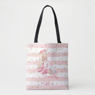 Tote Bag Aquarelle délicate Ballerina et bébé Unicorne à