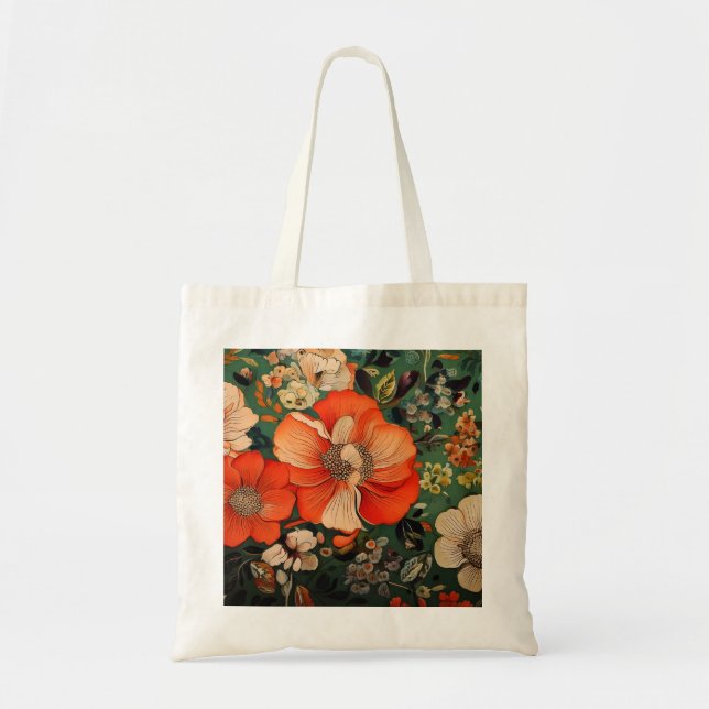 Tote Bag Aquarelle dessinée à la main sans couture Motif Fl (Devant)