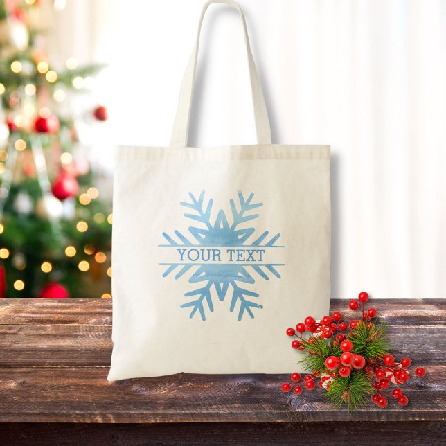 Tote Bag Aquarelle d'hiver Flambeau de neige personnalisé (Créateur téléchargé)