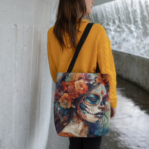 Tote Bag Aquarelle Dia de los Muertos