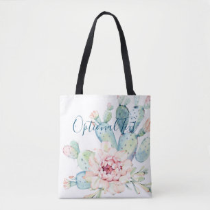 Tote Bag Aquarelle douce Pastel Blooming Cactus