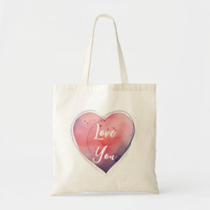 Tote Bag Aquarelle Doux Cœur Sois Mon Valentin/ Je T'Aime
