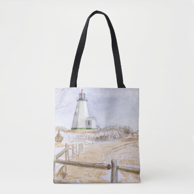 Tote Bag Aquarelle du phare de Plymouth (Devant)