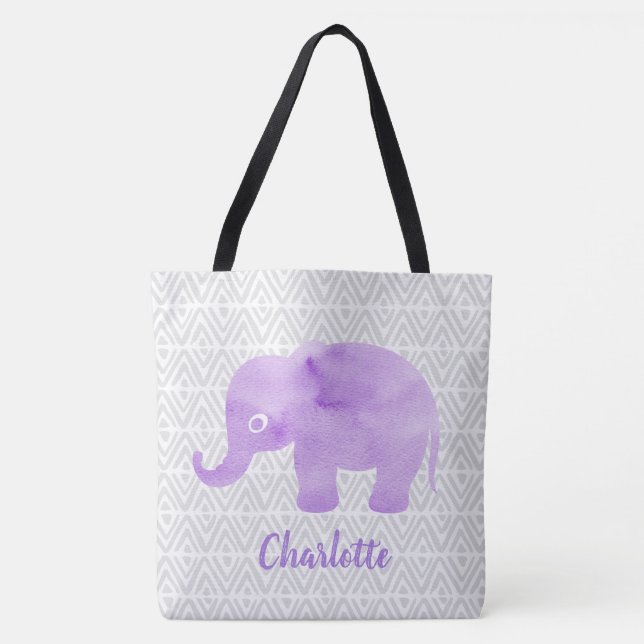 Tote Bag Aquarelle Elephant Shibori Primitive Chevron (Devant)
