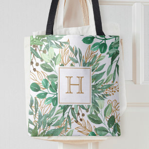 Tote Bag Aquarelle en feuilles de verdure botanique Joli mo