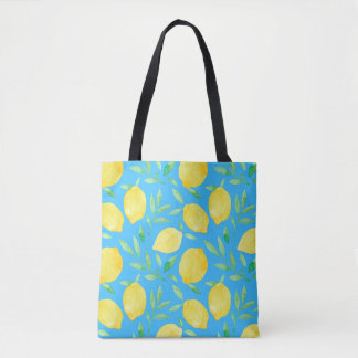 Tote Bag Aquarelle Esquisse Citrons Conception transparente