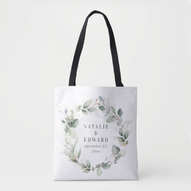 Tote Bag Aquarelle eucalyptus élégante fête de mariage (Devant)