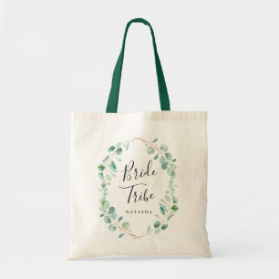Tote Bag Aquarelle Eucalyptus Tribe de mariée verte