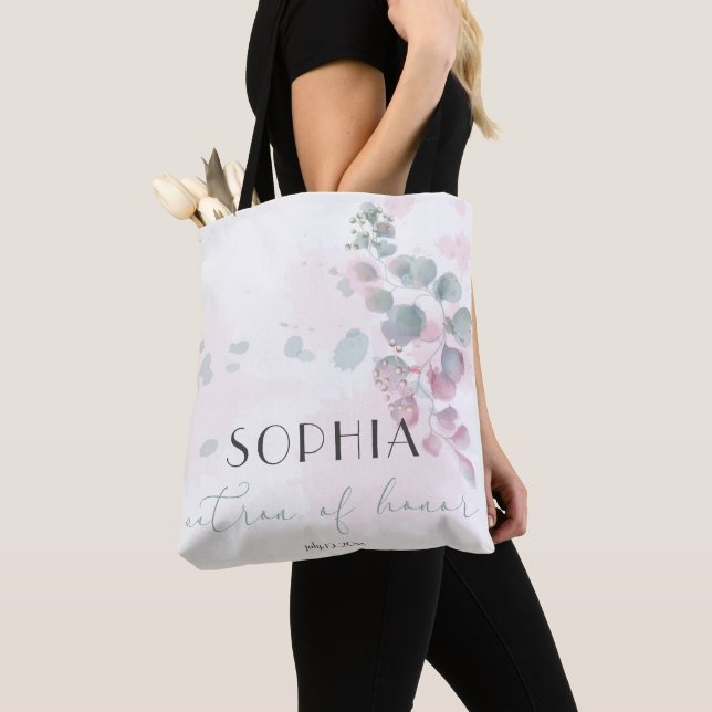 Tote Bag Aquarelle Eucalyptus Vert (De près)