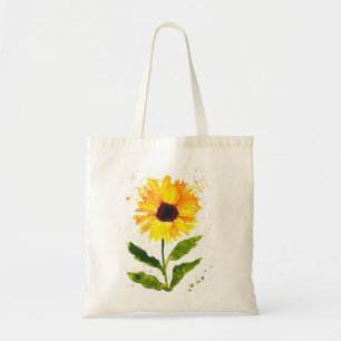 Tote Bag Aquarelle fleurs jaune tournesol aquarelle