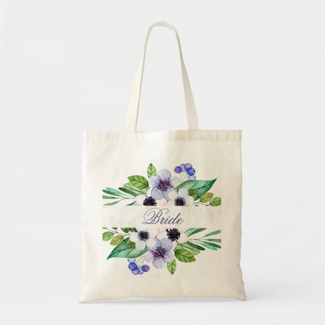Tote Bag Aquarelle Fleurs pourpres (Devant)