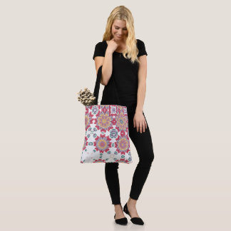 Tote Bag Aquarelle Floral Design, Pink Floral Print