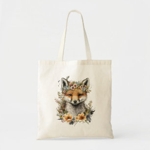 Tote Bag Aquarelle Floral Fox Cute