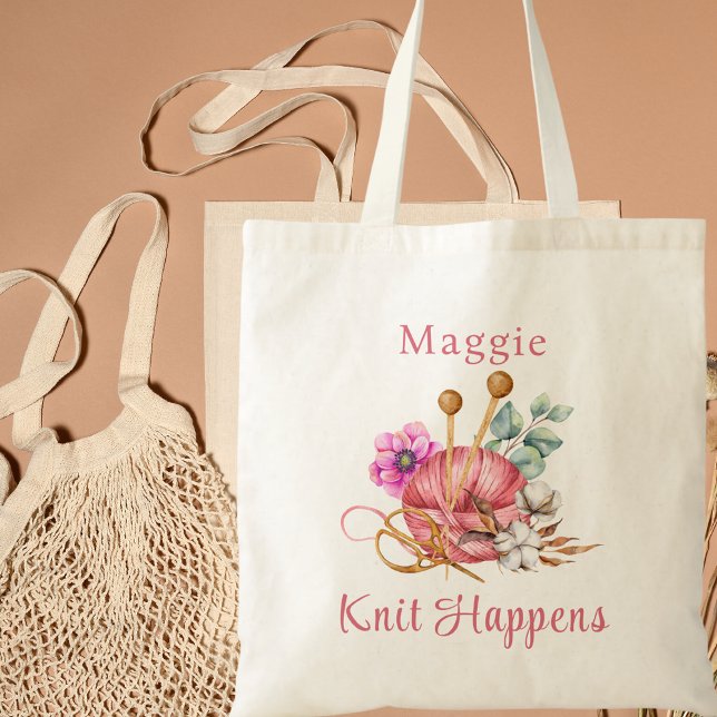 Tote Bag Aquarelle Floral Knit arrive Tricot (Créateur téléchargé)