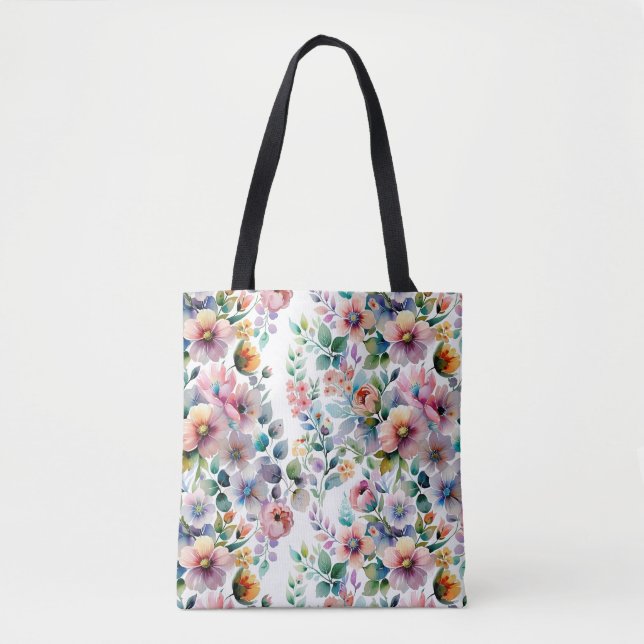 Tote Bag Aquarelle Floral Motif sans joint (Devant)