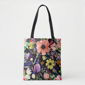 Tote Bag Aquarelle Floral sans Seamless Garden Motif