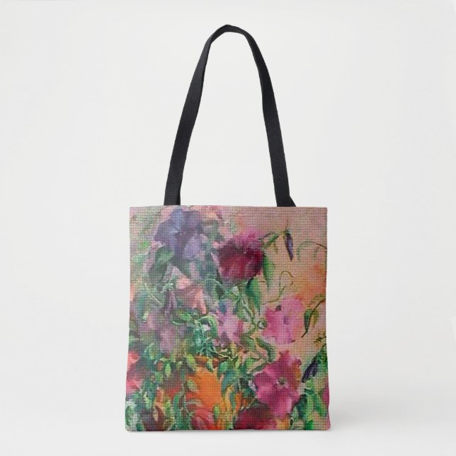 Tote Bag Aquarelle florale Needlepoint Look (Devant)