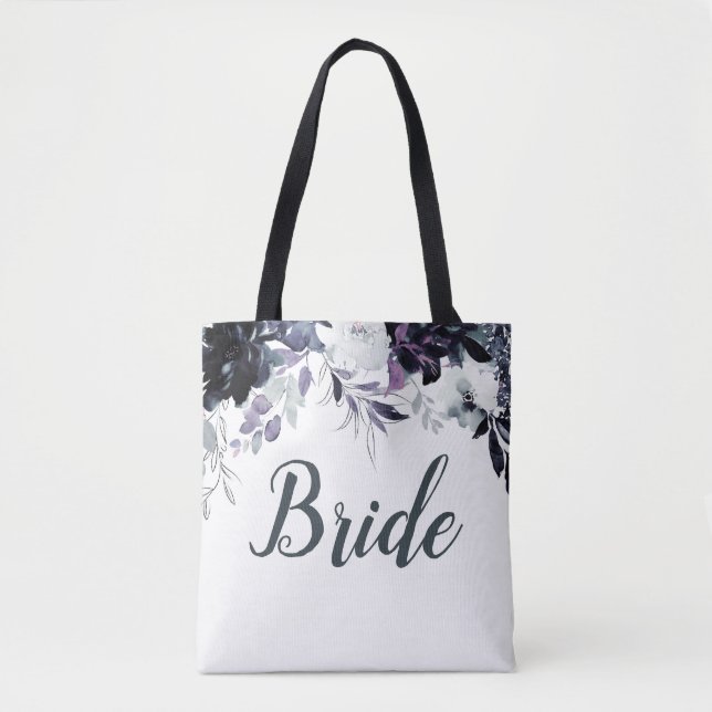 Tote Bag Aquarelle florale néocturne Élégante mariée (Devant)
