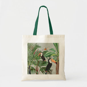 Tote Bag Aquarelle Forêt tropicale et oiseaux colorés