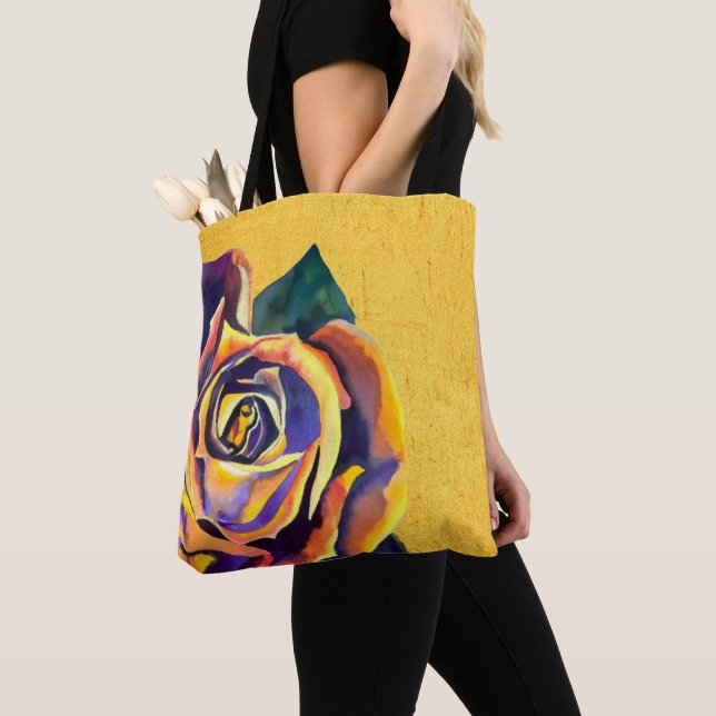 Tote Bag Aquarelle gothique Rose dorée (De près)