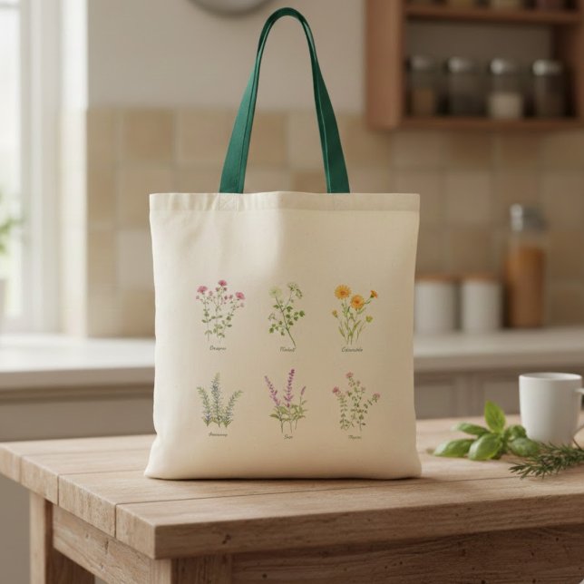 Tote Bag Aquarelle Herbes florales (Créateur téléchargé)