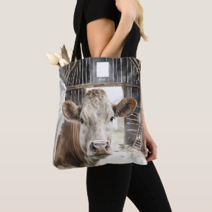 Tote Bag Aquarelle Hereford Vache dans la grange