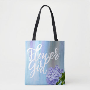 Tote Bag Aquarelle Hydrangea Flower Girl avec nom Floral
