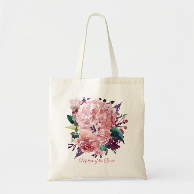 Tote Bag Aquarelle jolie rose Floral | Texte personnalisé (Devant)