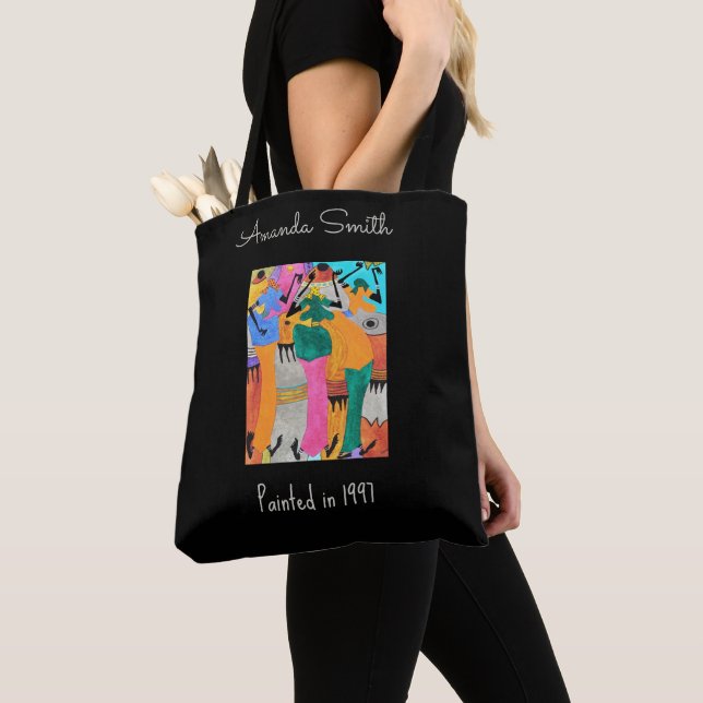 Tote Bag Aquarelle, Kenya African Art, Joy Dance (De près)