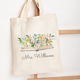 Tote Bag Aquarelle Livre Fleur Floral Appréciation de l'ens