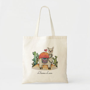 Tote Bag Aquarelle Llama Avec Cactus