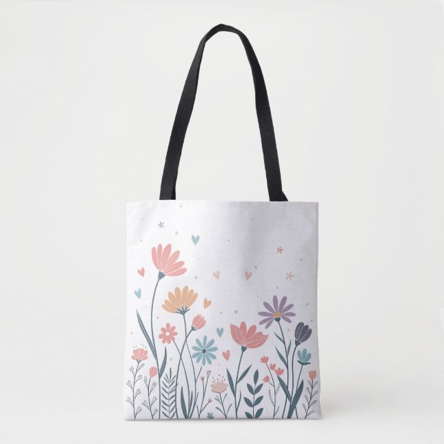 Tote Bag Aquarelle lunaire florale (Devant)