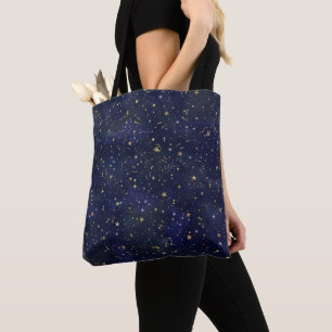 Tote Bag Aquarelle lunatique d'étoiles célestes de bleu et