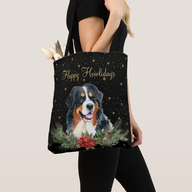 Tote Bag Aquarelle mignonne chien de joyeux Howlidays (De près)
