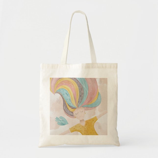 Tote Bag Aquarelle mignonne fille de dessin animé. Imaginai (Devant)