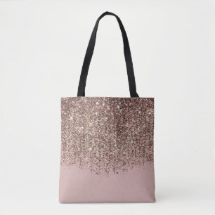Tote Bag Aquarelle Moderne Bleu & Rose Or Blush Glam