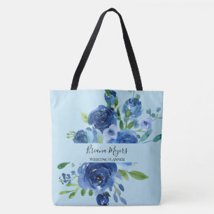 Tote Bag Aquarelle Moderne Floral Marine Blue Business