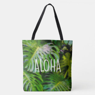 Tote Bag Aquarelle Monstera Aloha Hawaiian Beach Bag