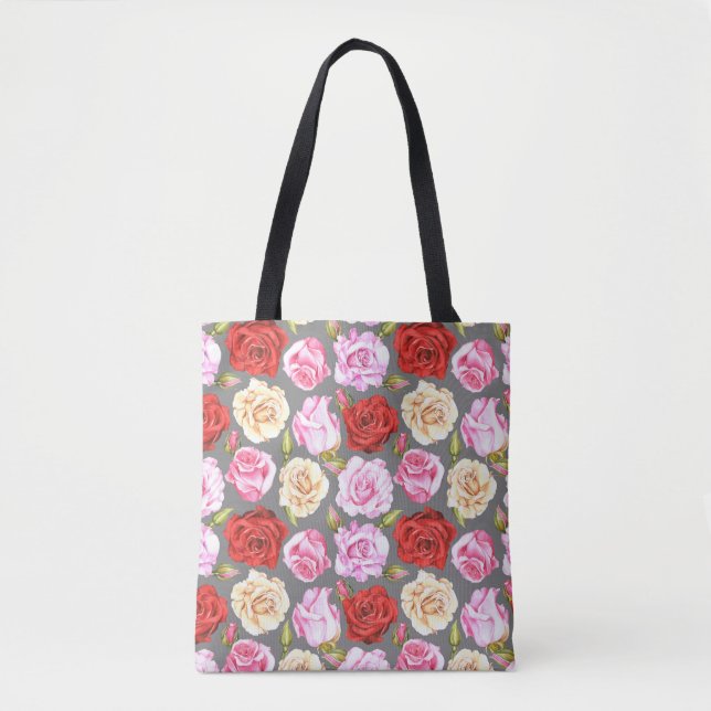Tote Bag Aquarelle motif sans couture avec roses. Sans fil (Devant)