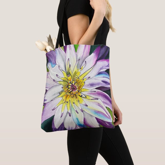 Tote Bag Aquarelle nénuphar fine art (De près)