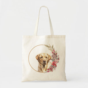 Tote Bag Aquarelle Noël Floral Chien Design